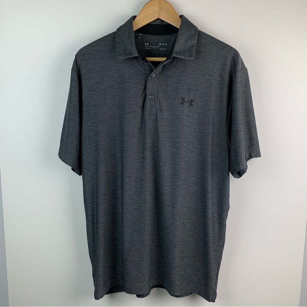 Under Armour men’s gray short sleeves polo golf top size Medium Loose
